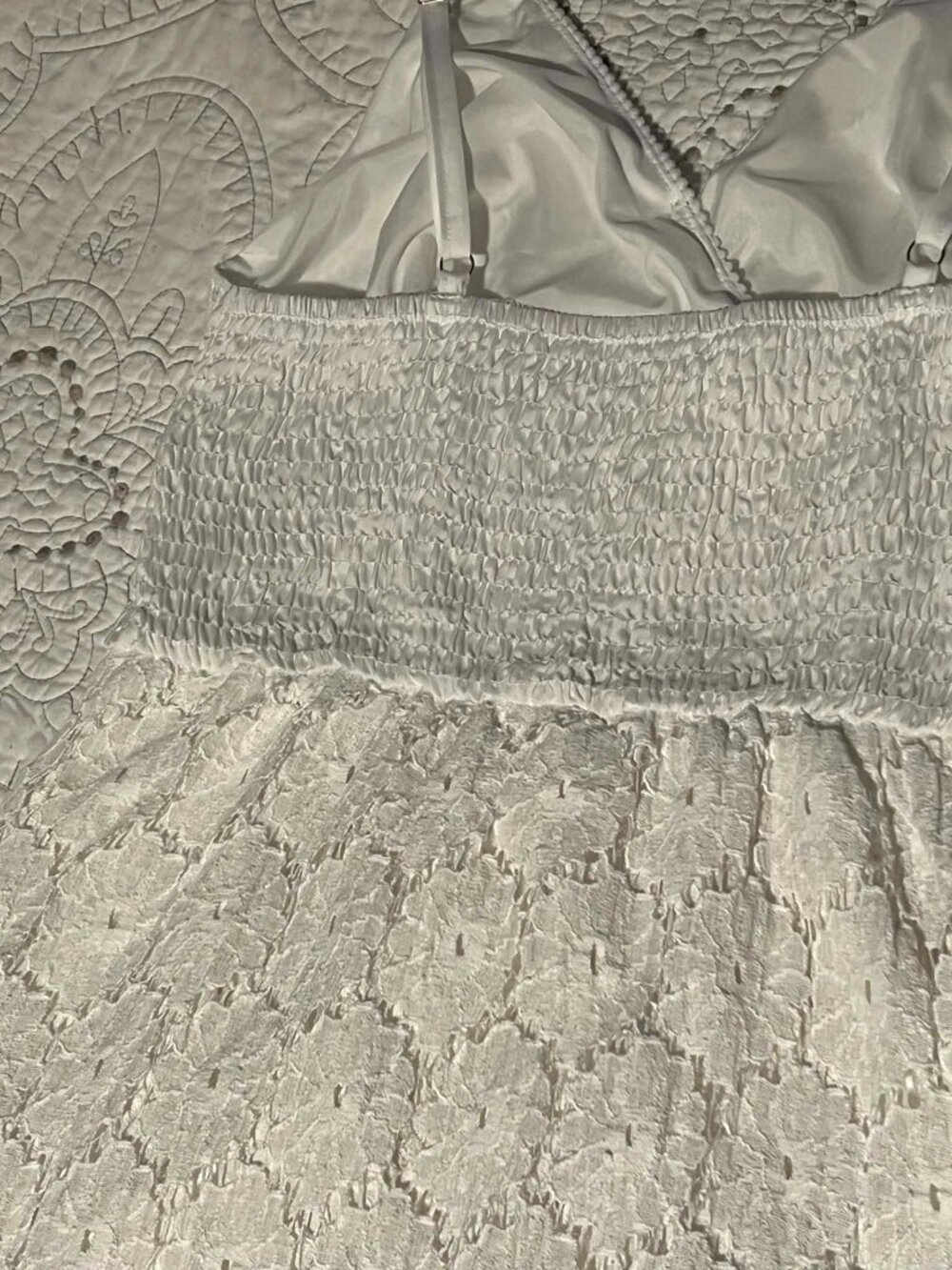 Cupshe Thin Strap Ruching Smocking Lace Jumpsuit White Size M - Picture 13 of 16